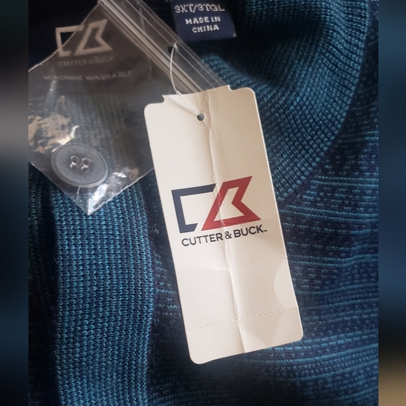 Cutter And Buck Men's Sweaters Monck Neck 1/4 Bottons Wool/ Acrylic 3XL Tall - Picture 8 of 8